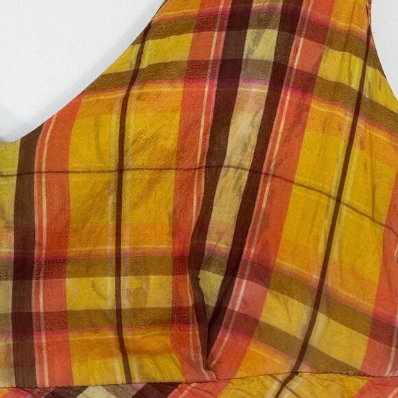 Trina Turk Vintage Orange Plaid & White Dress - Picture 4 of 10